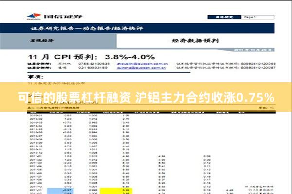 可信的股票杠杆融资 沪铝主力合约收涨0.75%