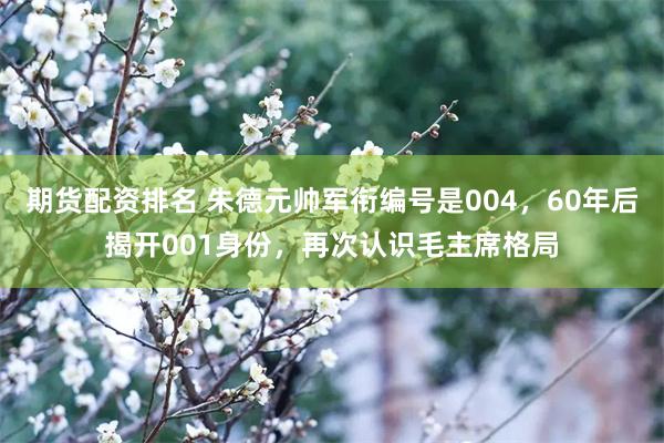 期货配资排名 朱德元帅军衔编号是004，60年后揭开001身份，再次认识毛主席格局